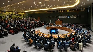 People listen as Venezuela's UN Ambassador Samuel Moncada speaks during a meeting of the Security Council Monday, Jan. 5, 2026 at UN headquarters