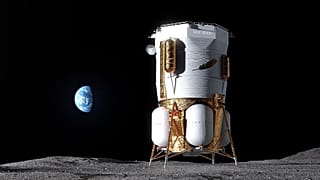 This illustration provided by Blue Origin depicts the company's Blue Moon MK1 spacecraft on the surface of the moon.