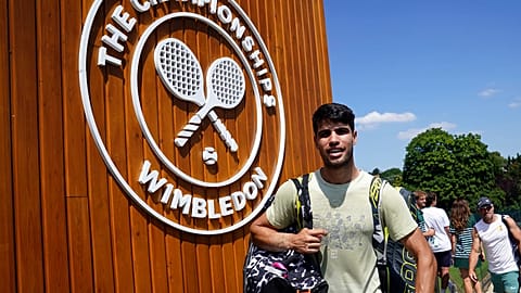 Spain's Carlos Alcaraz walks after a training session at Wimbledon Championships, 25 June, 2024