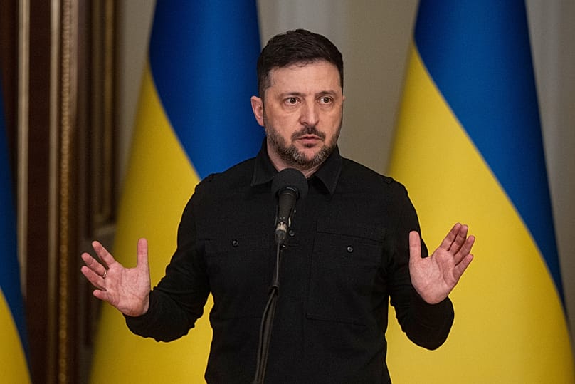 808x539_cmsv2_2b61ce56-2f1a-53ed-846b-7008c265f7e4-9602437 Ukraine's President Volodymyr Zelenskyy speaks during a briefing in Kyiv, Ukraine, Saturday, Jan. 3, 2026