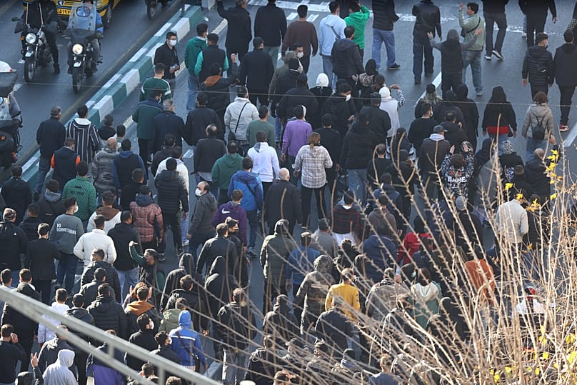 Protesters march in downtown Tehran, 29 December, 2025