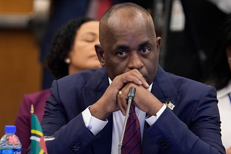 FILE - Dominica's Prime Minister Roosevelt Skerrit attends the second annual CARICOM-India Summit, in Georgetown, Guyana, Wednesday, Nov. 20, 2024