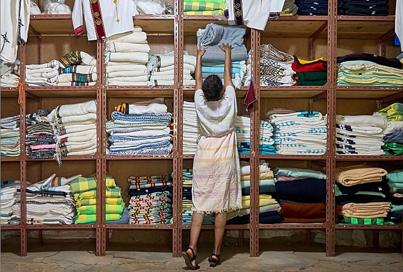 The shop where visitors can buy textiles made in Awra Amba