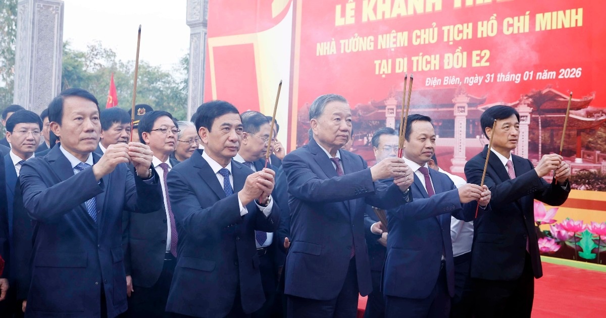 Tổng Bí thư Tô Lâm dự khánh thành Nhà tưởng niệm Chủ tịch Hồ Chí Minh tại Di tích Đồi E2