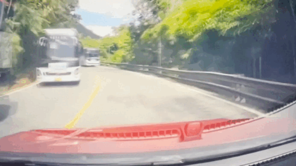 Xe khách vượt ẩu, suýt gây tai nạn trên đèo Bảo Lộc - 1 Xe khách vượt ẩu, suýt gây tai nạn trên đèo Bảo Lộc - 1