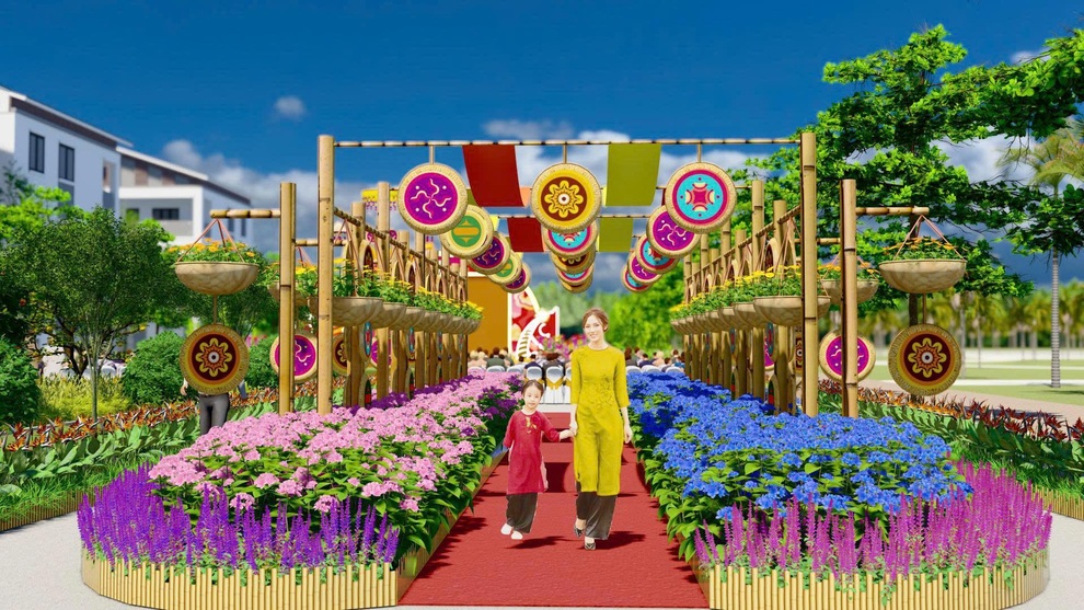 Đường hoa lớn nhất phía Tây Hà Nội trở lại với linh vật Phúc Mã cao 7m - 7