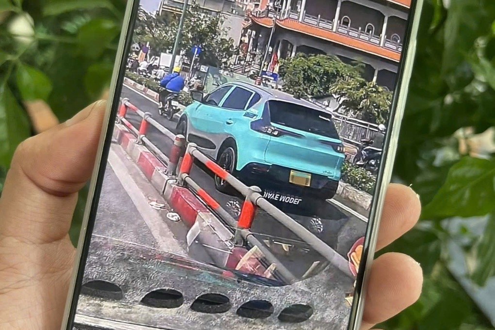 Taxi công nghệ chiếm làn xe máy trên cầu ở TPHCM - 1